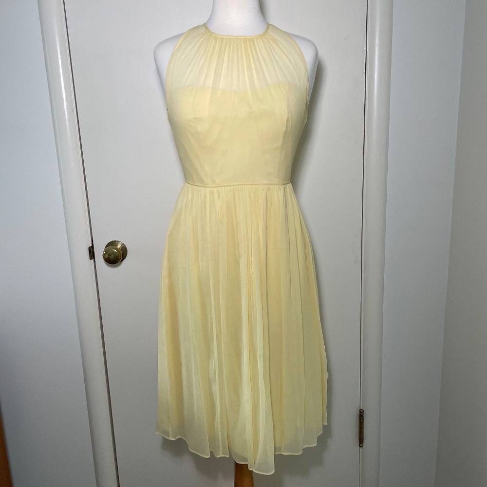 J. Crew Yellow Silk Chiffon Dress Size 4